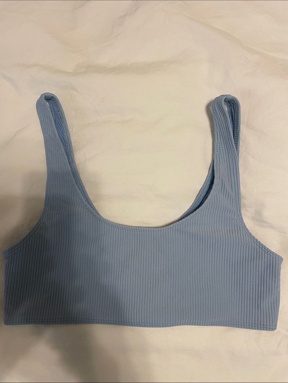 Frankie's Bikinis Light Blue Ribbed Scoop Bralette
